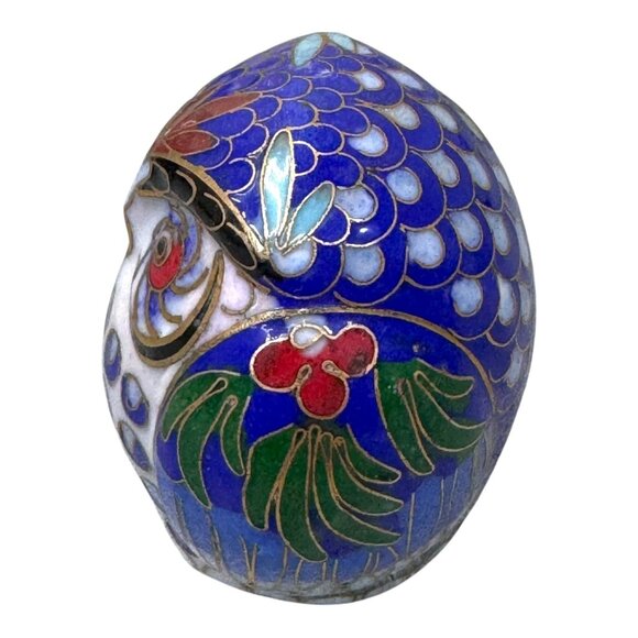 Vintage Cloisonné Enamel Owl Figurine Paperweight Wide Eyed 2.25” Art Decor - Picture 2 of 7